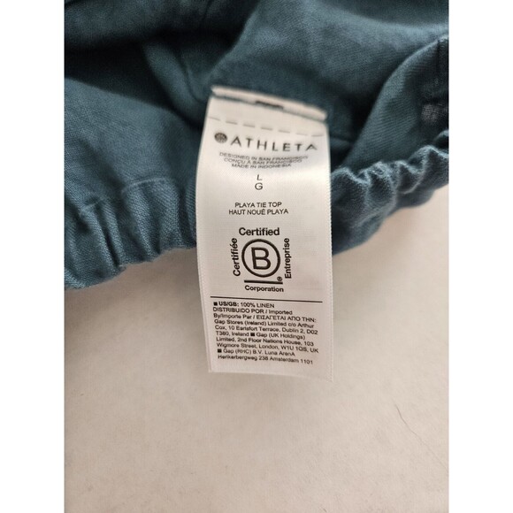 Athleta Playa Linen Tie Top Size Large Wrap Stretch Waist NWT - Picture 8 of 11